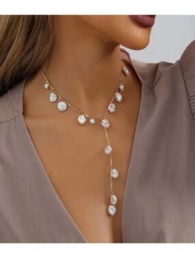 NEW Oceana 18K Gold Plated Freshwater Pearl Lariat Y-Necklace